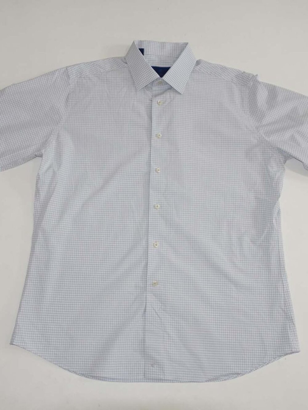 David Donahue Men's Trim Fit Dress Shirt 17.5 - 34 / 35 Gray White Check